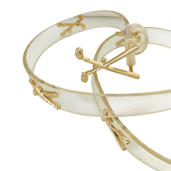 Gold Tone & Clear PVC Retro Golf Clubs Themed Belt Women's Small 35" Strap - Picture 2 of 2